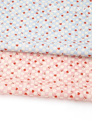 Eco-friendly Antibacterial and Anti-Flame Fabric E-DTP Cotton 20 Count Square Romance Cherry Heart 2 Types