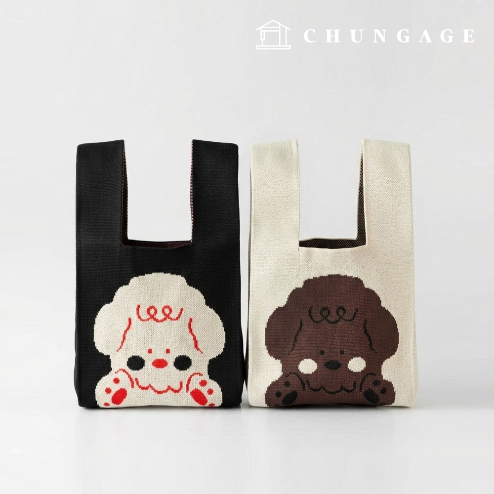 Knit Mini Handbag, Check Knit Bag, Wristbag, Tote Bag, Big Puppy (2 types)