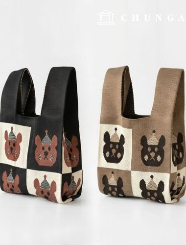 Knit Mini Handbag, Check Knit Bag, Wristbag, Tote Bag, Check Bear (2 types)