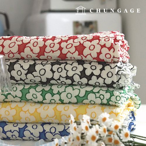 Double Gauze Wide Width 5 Color Flower