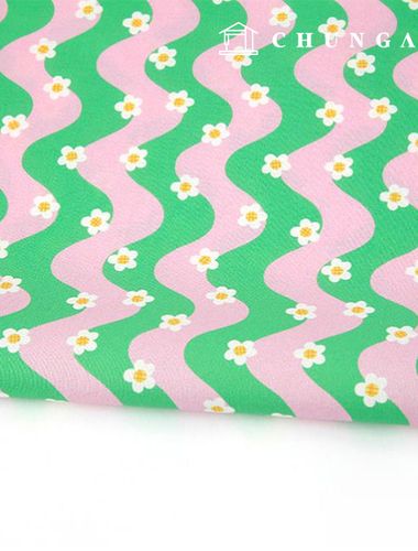 Eco-friendly antibacterial and anti-flammable fabric E-DTP cotton 20 count Wave Daisy