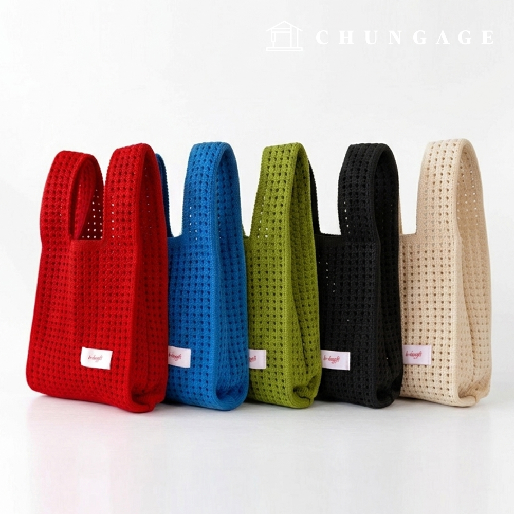 Knit Mini Handbag, Check Knit Bag, Wristbag, Tote Bag, Waffle, Plain 5 Types