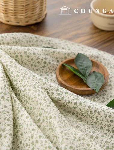Yoru Double Gauze Cotton Non-fluorescent Bio-washed Fabric Green Garden