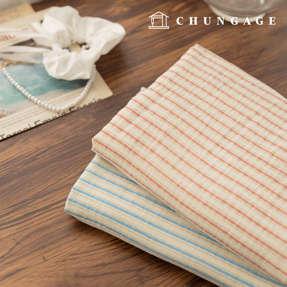 Yoru Double Gauze Cotton Non-fluorescent Bio-washed Fabric Stripe Ruen 2 Types