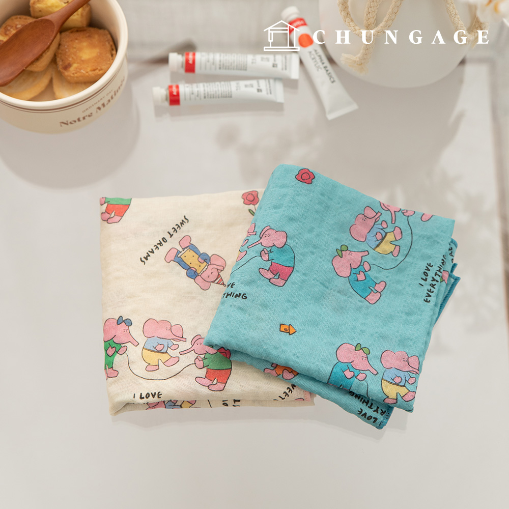 Rayon Fabric DTP Cotton Fabric Cotton Rayon Animal Elephant Fabric Elephant Friends 2 Types