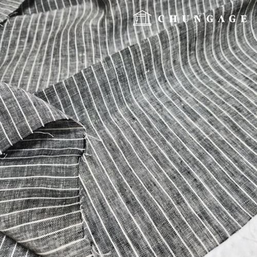Linen Washing Stripe Wide Width Charcoal