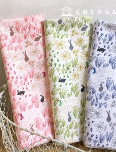Cotton fabric cotton20 count rabbit village 3 types