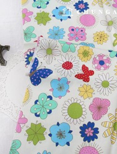Cotton fabric printing DTP 20 count Plain Weave Butterfly and Flower