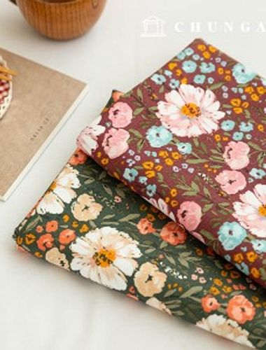 Cotton fabric 20 count Oxford floral fabric Flower Peony 2 types
