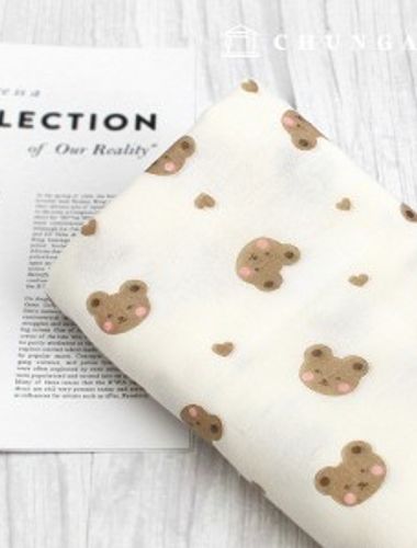 Gauze fabric Non-fluorescent triple gauze Lovely Bear