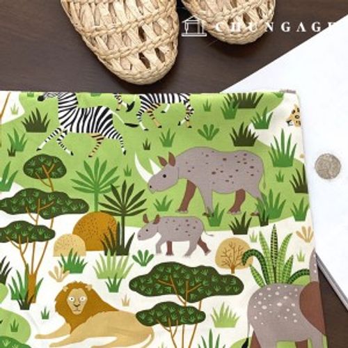 Cotton Fabric Antibacterial Deodorization Twill 30 Count Wide Width Animal Kingdom