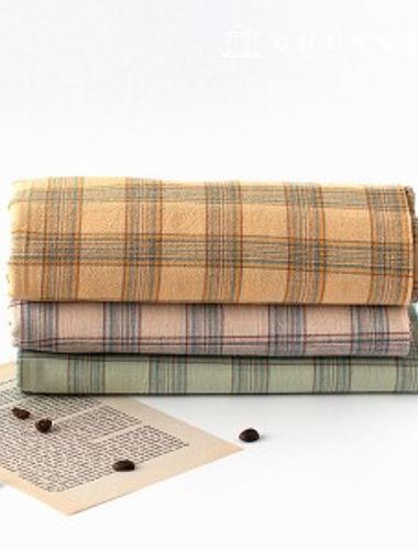 Cotton fabric Bio-washing cotton30 count Wide Width Muel check 3 types