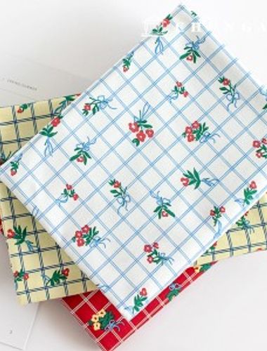 Cotton fabric cotton20 count Wide Width Merimi check 3 types