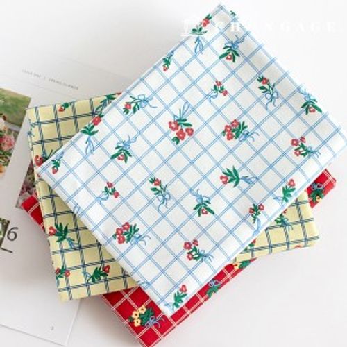 Cotton fabric cotton20 count Wide Width Merimi check 3 types