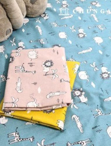 Cotton fabric cotton20 count Plain Weave 3 kinds of animal forest