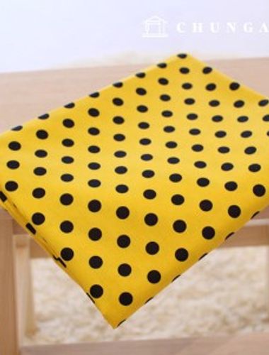 cotton fabric cotton20 count fabric 11mm yellow ground black dot