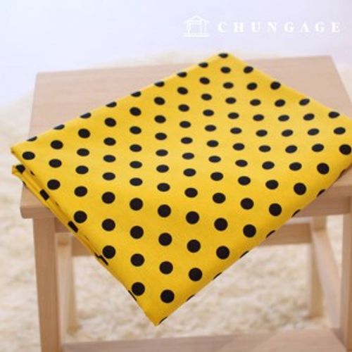 cotton fabric cotton20 count fabric 11mm yellow ground black dot
