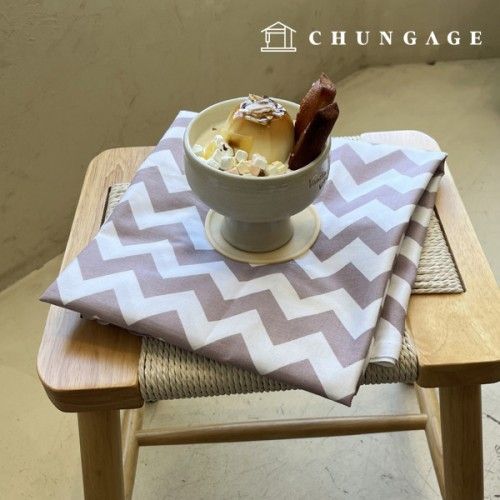 Cotton fabric cotton20 count zigzag mud beige
