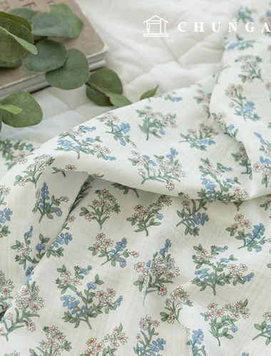 Yoru double gauze fabric cotton non-fluorescent biowashing fabric floral patterned fabric wildflowers