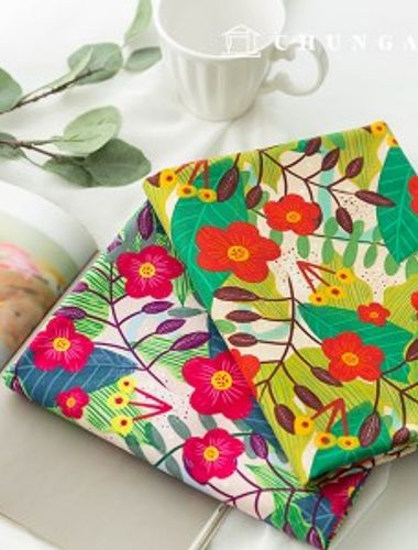 Cotton Oxford Fabric Wide Width Floral Fabric Flower Camellia Forest 2 types