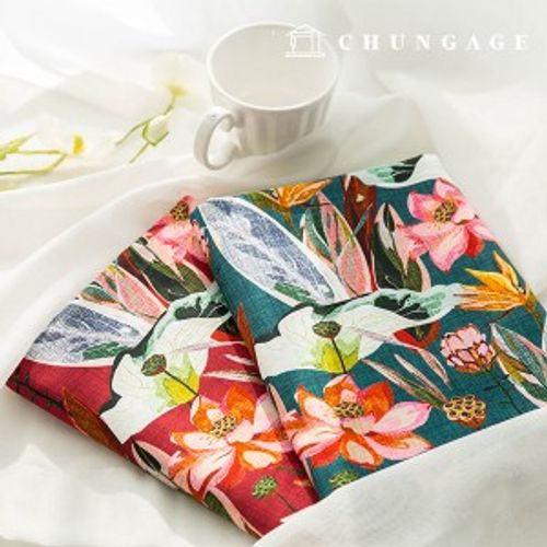 Cotton Oxford Fabric Wide Width Floral Fabric Flower Small Pond 2 types