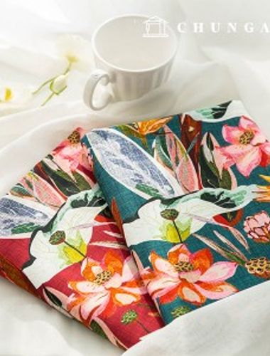 Cotton Oxford Fabric Wide Width Floral Fabric Flower Small Pond 2 types