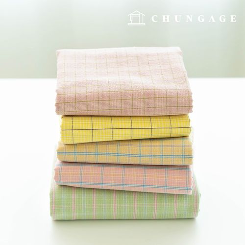 cotton fabric yarn-dyed Washing cotton20 count Check Fabric Wide Width Vintage pastel harmony 5 types