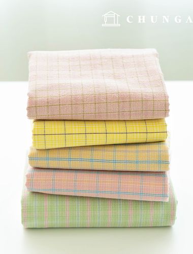cotton fabric yarn-dyed Washing cotton20 count Check Fabric Wide Width Vintage pastel harmony 5 types