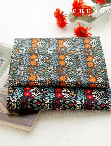 Cotton Oxford Fabric Flower Pattern Cat Forest 2 types