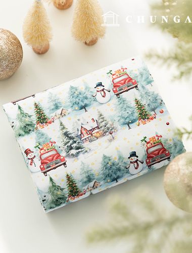 Cotton fabric Christmas fabric 20 count Fabric gift truck