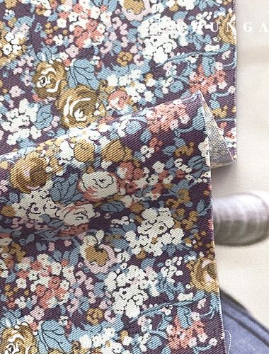 Cotton fabric antibacterial deodorizing floral pattern Fabric 30 count Wide Width Watercolor slate purple