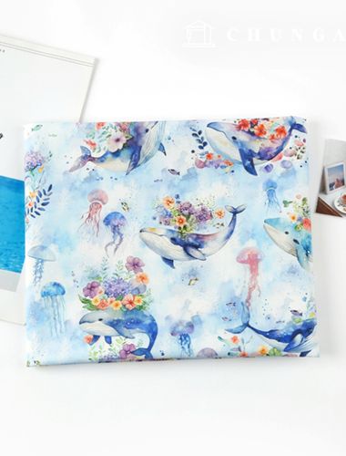 Eco-friendly antibacterial and anti-inflammatory fabric E-DTP cotton 20 count fairy whale