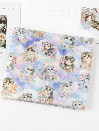 Eco-friendly antibacterial and anti-inflammatory fabric E-DTP cotton 20 count Cutie Kitty Cat