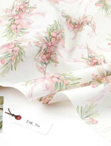 Eco-friendly antibacterial and anti-inflammatory fabric E-DTP cotton 20 count winter berry