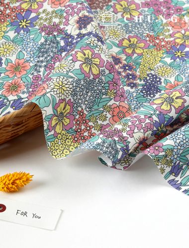 Eco-friendly antibacterial and anti-inflammatory fabric E-DTP cotton 20 count vivid flower Purple