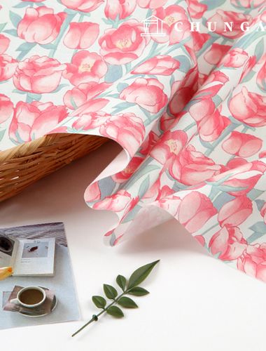 Eco-friendly antibacterial and anti-inflammatory fabric E-DTP cotton 20 count Rosaria Flower