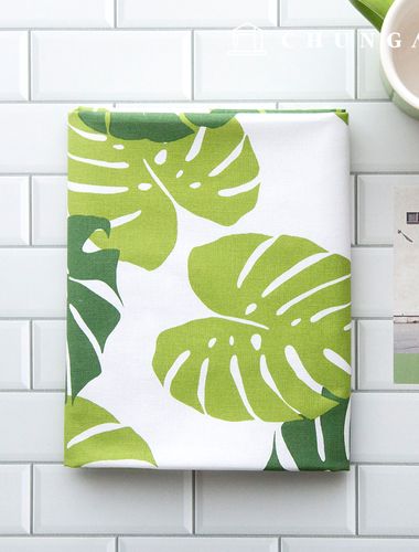 cotton oxford fabric leaf Fabric tropical monstera