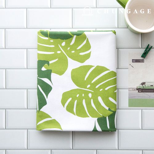 cotton oxford fabric leaf Fabric tropical monstera