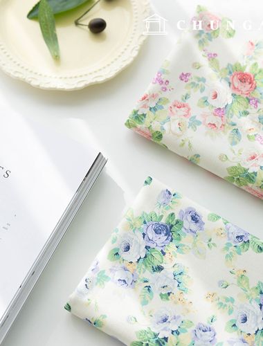 Cotton Oxford Fabric Flower Pattern Rose Shower 2 types