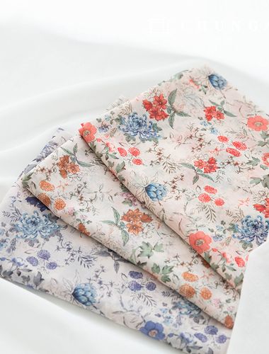 Chiffon Fabric DTP Floral Wide Width Chiffon Poly Fabric 20 Autumn Wildflowers 3 Types