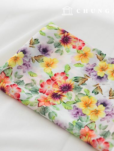 Chiffon Fabric DTP Floral Wide Width Chiffon Poly Fabric 25 Daffodil