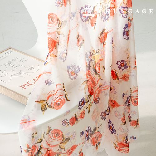 Chiffon Fabric DTP Floral Wide Width Chiffon Poly Fabric 26 Teen Rose
