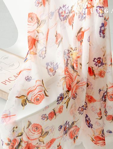 Chiffon Fabric DTP Floral Wide Width Chiffon Poly Fabric 26 Teen Rose