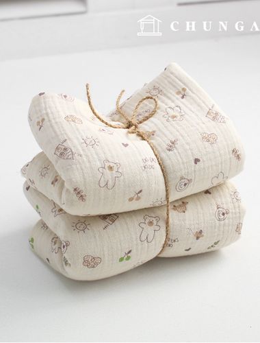 Gauze fabric yoru double gauze Wide Width 40 count Toy Bear 2 types