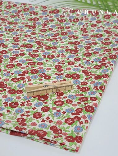Cotton Oxford Fabric Flower Pattern Fabric Etoile Ivory
