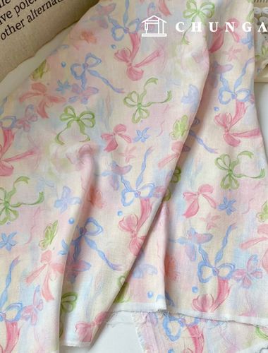 Double Gauze Fabric Cotton Bowknot Fabric Wide Width Luna Bowknot