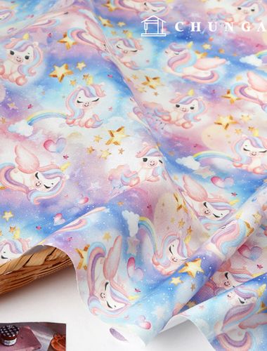 Eco-friendly antibacterial and anti-inflammatory fabric E-DTP cotton 20 count Dreaming Unicorn