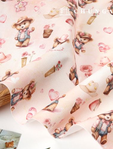 Eco-friendly antibacterial and anti-inflammatory fabric E-DTP cotton 20 count cowboy little bear