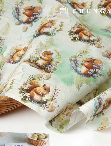 Eco-friendly antibacterial and anti-inflammatory fabric E-DTP cotton 20 count flower and squirrel