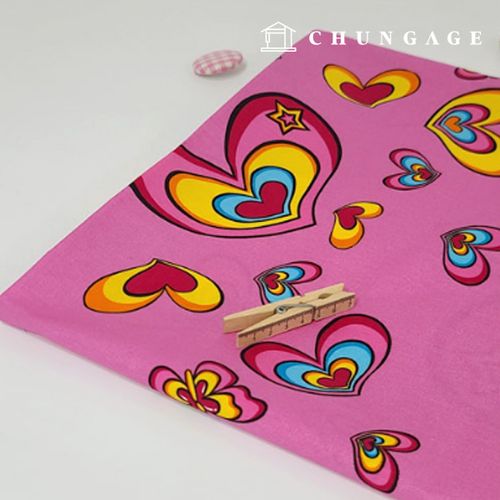cotton oxford fabric heart Fabric lovely heart Pink